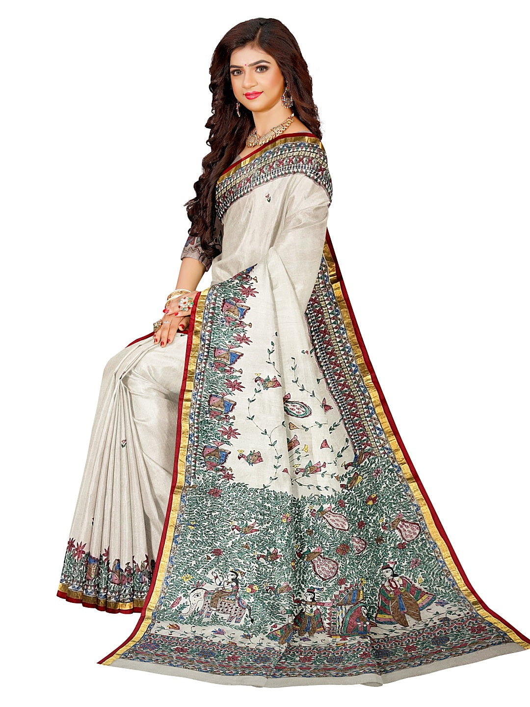 Madhubani Doli ka Haar on Organza Saree